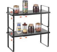 VEVOR Étagère à épices réglable, étagère de cuisine verticale à 2 niveaux, grande capacité pour cuisine, salle de bain, bureau, plan de travail, armoire de rangement, noir