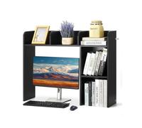 VEVOR Étagère à Poser sur Bureau à 2 Niveaux, Bibliothèque de Bureau 94,5x24,1x73,4 cm, Organisateur de Bureau en Bois, avec Pieds Antidérapants, Support de Rangement Stable pour Maison Dortoir, Noir