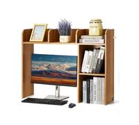 VEVOR Étagère à Poser sur Bureau à 2 Niveaux, Bibliothèque de Bureau 94,5x24,1x73,4 cm, Organisateur de Bureau en Bois, avec Pieds Antidérapants, Support de Rangement pour Maison, Couleur de Bois