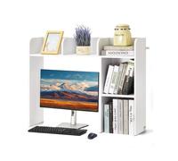 VEVOR Étagère à Poser sur Bureau à 2 Niveaux, Bibliothèque de Bureau 94,5x24,1x73,4 cm, Organisateur de Bureau en Bois, avec Pieds Antidérapants, Support de Rangement Stable pour Maison Dortoir, Blanc