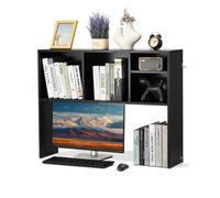 Etagère à Poser Sur Bureau 1 Niveau Rangement Stable Dortoir Bois Noir 94x24x73cm