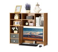 VEVOR Étagère à Poser sur Bureau à 3 Niveaux, Bibliothèque de Bureau 94 x 25,4 x 79,2 cm, Organisateur de Bureau avec 2 Tiroirs en Tissu, Support de Rangement pour Maison Dortoir, Couleur Bois