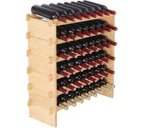VEVOR Étagère à Bouteilles Modulable 48 Bouteilles 6 Niveaux Casier à Vin Empilable Porte-Bouteilles en Bambou Naturel 76,5x25x77,5 cm Rangement Présentation de Vin pour Cuisine Garde-Manger Cave Bar
