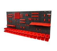 VEVOR Étagère Bac à Bec Plastique, 30 Boites Rangement Empilables Atelier Garage avec Panneaux Muraux, Organisateur Outils pour Écrous, Boulons, Vis, Clous, Perles, Boutons, Petites Pièces, Noir/Rouge