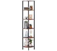 VEVOR Étagère d'angle avec 6 niveaux, support d'angle haut avec lumière LED, étagère d'affichage Étagère de stockage avec cadre métallique & étagères en bois, étagère sur pied Bibliothèque d'expositio