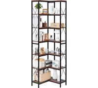 VEVOR Étagère d'angle à 7 niveaux, support d'angle haut Étagère d'affichage Étagère de stockage avec cadre métallique & étagères en bois, étagère sur pied (91 kg par niveau) Étagère à livres d'exposit