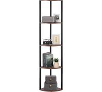 VEVOR Étagère d'angle avec 5 niveaux, support d'angle haut avec lumière LED, étagère d'affichage Étagère de stockage avec cadre métallique et étagères en bois, étagère sur pied Bibliothèque d'expositi