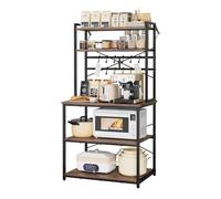 VEVOR Étagère de Cuisine, Meuble de Rangement 80x40x161,8 cm, Multi Niveaux avec Tablette Réglable et Amovible, Support pour Micro Ondes, Bar à Café, Épices, Vaisselle, 12 Crochets et Pieds Réglables