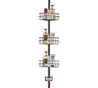 VEVOR Étagère de Douche d'angle Réglable 99-317,5 cm de Haut, Poteau Télescopique de Douche Multifonctionnelle avec Plateau de Charge Solide, Antirouille et Facile à Installer, pour Salle de Bain