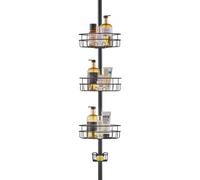 VEVOR Étagère de Douche d'Angle Télescopique 99-317,5 cm de Haut 3 Plateaux Noir
