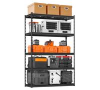 VEVOR Rayonnages de stockage, 2500 lbs, 5 étages, rayonnages de garage robustes, 45,7 x 10,2 x 17,8 cm, pour rayonnages industriels, rayonnages de cave pour cuisine, entrepôt, cave, noir