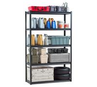 VEVOR Étagère de Rangement, 1361 kg, Étagère de Garage Métallique Robuste Réglable, 5 Niveaux, 457,2 x 1219,2 x 1981,2 mm, Meuble Rayonnage de Stockage, pour Cuisine, Atelier, Sous-sol, Entrepôt, Noir