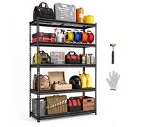 VEVOR Étagère de Rangement 5 Niveaux Réglables, 1134 kg, Étagère de Garage 121,9x45x181,3 cm, pour Garage, Entrepôt, Cave et Cuisine, Rayonnage Métallique Grillagé avec Tablettes Grillagées, Noir