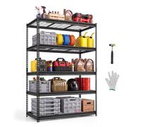 VEVOR Étagère de Rangement 5 Niveaux Réglables, 1361 kg, Étagère de Garage 121,9x61x181,3 cm, pour Garage, Cuisine, Cave et Entrepôt, Rayonnage Métallique Grillagé avec Tablettes Grillagées, Noir