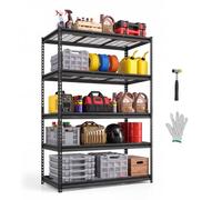 VEVOR Étagère de Rangement 5 Niveaux Réglables, 1361 kg, Étagère de Garage 121,9x61x181,3 cm, pour Garage, Cuisine, Cave et Entrepôt, Rayonnage Métallique Grillagé avec Tablettes Grillagées, Noir