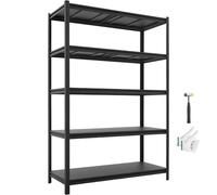VEVOR Étagère de Rangement, 5 Niveaux Réglables, Étagère Charge Lourde Modulable 1230x522x1813 mm, Capacité de Charge Totale 1360,8 kg, Rayonnage Métallique pour Atelier, Garage, Entrepôt et Cave