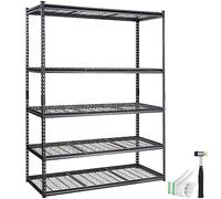 VEVOR Étagère de rangement, 5 niveaux réglables, étagère de garage robuste, capacité 907,2 kg, organisateur métal 152,4x61x198,1 cm pour cuisine, garde-manger, sous-sol, salle de bain, buanderie, noir