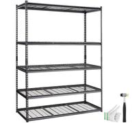 VEVOR Étagère de rangement, 5 niveaux réglables, étagère de garage robuste, capacité 907,2 kg, organisateur métal 152,4x61x198,1 cm pour cuisine, garde-manger, sous-sol, salle de bain, buanderie, noir