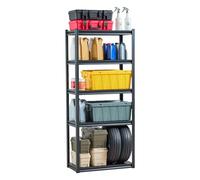 VEVOR Étagère de Rangement, 907 kg, Étagère de Garage Métallique Robuste Réglable, 5 Niveaux, 406,4 x 812,8 x 1828,8 mm, Meuble Rayonnage de Stockage, pour Cuisine, Atelier, sous-Sol, Entrepôt, Noir