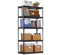 VEVOR Étagère de Rangement, 907 kg, Étagère de Garage Métallique Robuste Réglable, 5 Niveaux, 406,4x914,4x1828,8 mm, Meuble Rayonnages de Stockage, pour Cuisine, Atelier, sous-Sol, Buanderie, Noir