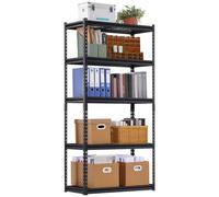 VEVOR Étagère de Rangement, 907 kg, Étagère de Garage Métallique Robuste Réglable, 5 Niveaux, 406,4x914,4x1828,8 mm, Meuble Rayonnages de Stockage, pour Cuisine, Atelier, sous-Sol, Buanderie, Noir