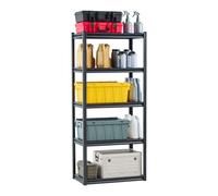VEVOR Étagère de Rangement, 907 kg, Étagère de Garage Métallique Robuste Réglable, 5 Niveaux, 457,2 x 812,8 x 1828,8 mm, Meuble Rayonnage de Stockage, pour Cuisine, Atelier, Sous-sol, Entrepôt, Noir