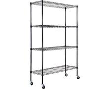 VEVOR Étagère de rangement avec roulettes, 4 niveaux réglables, étagère de garage robuste, capacité 317 kg, organisateur en métal, grille métallique pour cuisine, garde-manger, sous-sol, salle de bain