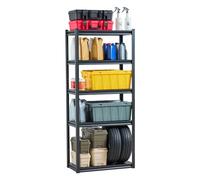 VEVOR Étagère de Rangement, 907 kg, Étagère de Garage Métallique Robuste Réglable, 5 Niveaux, 406,4 x 812,8 x 1828,8 mm, Meuble Rayonnage de Stockage, pour Cuisine, Atelier, sous-Sol, Entrepôt, Noir
