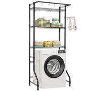 VEVOR Étagère de Rangement pour Lave-Linge et sèche-Linge à 3 Niveaux, étendoir à Linge avec Tringle et Crochets, étagères réglables, pour Gagner de la Place, pour Organisation de la buanderie, Noir