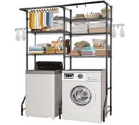 VEVOR Étagère de rangement lave-linge et sèche-linge 6 niveaux, étagères réglables 2 rangées, noir