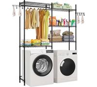 VEVOR Étagère de stockage pour lave-linge et sèche-linge, étagère de séchage à 5 niveaux, double réglage pour le stockage et l'organisation, noir