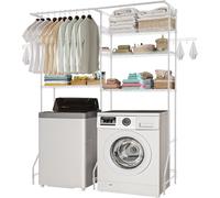 VEVOR Étagère de stockage pour lave-linge et sèche-linge, râtelier de séchage à 6 niveaux, double réglage pour le stockage et l'organisation, blanc