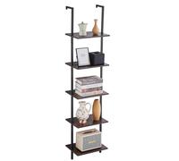 VEVOR Étagère Échelle, Bibliothèque à 5 Niveaux 40 x 30 cm, Étagère Murale Ouverte avec Cadre Métallique, Support de Rangement pour Articles de Cuisine, Chambre à Coucher, Salle de Bain, Salon, Noir