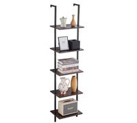 VEVOR Étagère Échelle, Bibliothèque à 5 Niveaux 40 x 30 cm, Étagère Murale Ouverte avec Cadre Métallique, Support de Rangement pour Articles de Cuisine, Chambre à Coucher, Salle de Bain, Salon, Noir