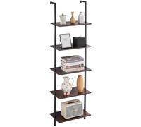 VEVOR Étagère Échelle, Bibliothèque à 5 Niveaux 48 x 30 cm, Étagère Murale Ouverte avec Cadre Métallique, Support de Rangement pour Articles de Cuisine, Chambre à Coucher, Salle de Bain, Salon, Noir