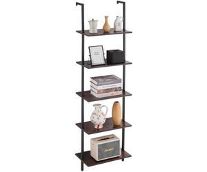 VEVOR Étagère Échelle, Bibliothèque à 5 Niveaux 48 x 30 cm, Étagère Murale Ouverte avec Cadre Métallique, Support de Rangement pour Articles de Cuisine, Chambre à Coucher, Salle de Bain, Salon, Noir