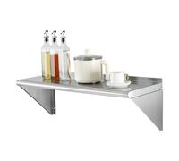 VEVOR Étagère en acier inoxydable 12" x 36", étagère flottante murale avec supports, capacité de charge de 250 lbs, étagère commerciale, étagère de stockage robuste pour restaurant, cuisine, bar, mais