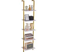 VEVOR Étagère Murale Tuyau Carré Industrielle 5 Niveaux 40x30 cm Doré et Blanc
