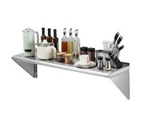 VEVOR Étagère Murale 1219x356x63 mm en Acier Inoxydable Tablette Flottante avec Support Triangulaire Charge Maximale 158 kg pour Livres Cadre Photo Plante Épices Salon Bureau Salle de Bains Cuisine