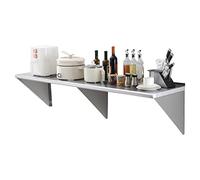 VEVOR Étagère Murale 1829x457x63 mm en Acier Inoxydable Tablette Flottante avec Support Triangulaire Charge Maximale 226 kg pour Livres Cadre Photo Plante Épices Salon Bureau Salle de Bains Cuisine