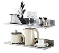 VEVOR Étagère Murale 2PCs 762x218x85 mm Tablette Flottante en Acier Inoxydable avec Dosseret Charge Max. 20 kg Design Ouvert pour Livres Cadre Photo Plante Épices Salon Bureau Salle de Bains Cuisine