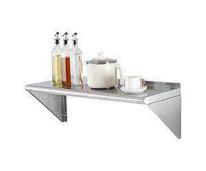 VEVOR Étagère Murale 915x305x63 mm en Acier Inoxydable Tablette Flottante avec Support Triangulaire Charge Maximale 113 kg pour Livres Cadre Photo Plante Épices Salon Bureau Salle de Bains Cuisine