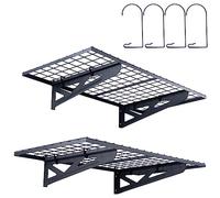 VEVOR Étagère Murale Flottante de Rangement Garage 122x61 cm Lot de 2 Grande Surface Utilisable Capacité de Charge 114 kg par Étagère Suspendue d'Outils Métallique pour Magasins, Garages, Entrepôts