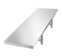 VEVOR Étagère Murale Flottante Pliable, Tablette Murale en Inox 30,5x122 cm, pour Cuisine, Restaurant, Garage, Food-truck, Charge Maximale de 136 kg, Étagère de Rangement avec Équerres Résistante
