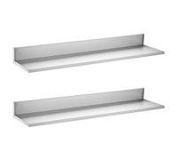 VEVOR Étagère Murale Flottante, Tablette Murale en Inox 21,8x91,5 cm 2PCs, pour Cuisine Maison, Restaurant, Bar, Garage, Charge Maximale de 30 kg, Étagère de Rangement Professionnelle en Forme de L