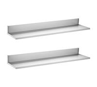 VEVOR Étagère Murale Flottante, Tablette Murale en Inox 21,8x91,5 cm 2PCs, pour Cuisine Maison, Restaurant, Bar, Garage, Charge Maximale de 30 kg, Étagère de Rangement Professionnelle en Forme de L