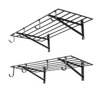 VEVOR Étagère Murale Garage 2 Niveaux Étagère Rangement Murale Garage 122x61,5x30,5 cm pour Garages, Buanderies, Ateliers, en Acier, avec Crochets, Charge 118 kg par Niveau, Charge Totale 235 kg, Noir