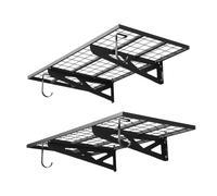 VEVOR Étagère Murale Garage 2 Niveaux Étagère Rangement Murale Garage 122x62x21 cm pour Garages, Buanderies, Ateliers, en Acier, avec Crochets, Charge 113 kg par Niveau, Charge Totale 227 kg, Noir