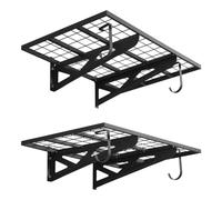 VEVOR Étagère Murale Garage 2 Niveaux Étagère Rangement Murale Garage 91,4x62x21 cm pour Garages, Buanderies, Ateliers, en Acier, avec Crochets, Charge 113 kg par Niveau, Charge Totale 227 kg, Noir