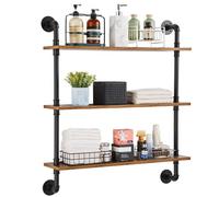 VEVOR Étagère Murale Tuyau Industrielle, 3 Niveaux, Support Mural Flottant Rangement en Bois Rustique, 83x20,5 cm, pour Articles Divers de Cuisine, Chambre à Coucher, Salle de Bain, Salon, Maison